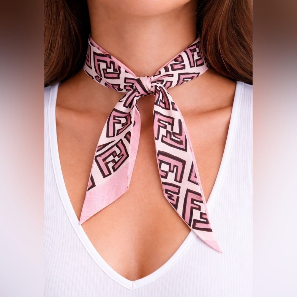Fendi Pink Silk Bandeau/Twilly